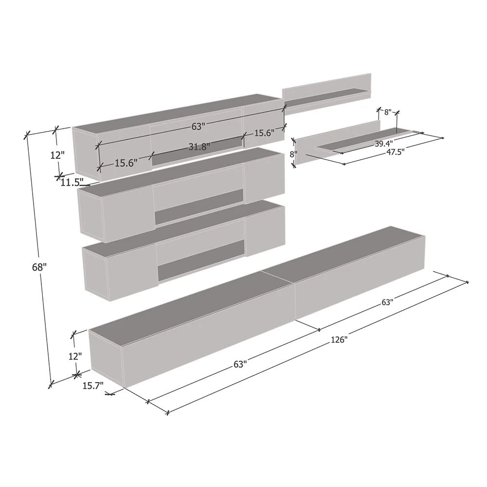 Fly J 30TV Floating TV Stand, Wall Mounted Entertainment Center for Flat Screen TVs