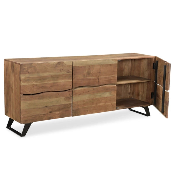 71" Acacia Wood TV Console and Sideboard with Iron Legs