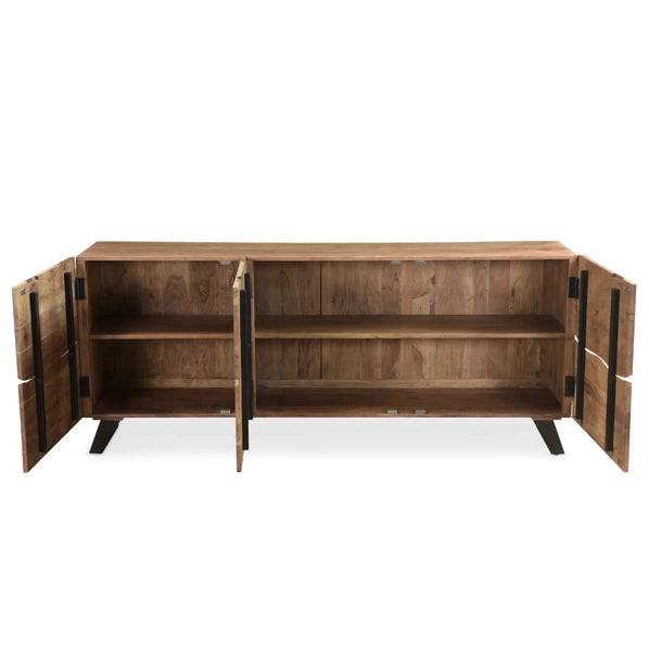 71" Acacia Wood TV Console and Sideboard with Iron Legs