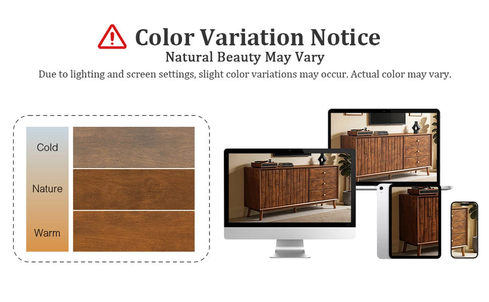 56 Inch Mid Century Modern TV Stand with Storage, Walnut Entertainment Center with 3 Drawers & 2 Doors for Living Room