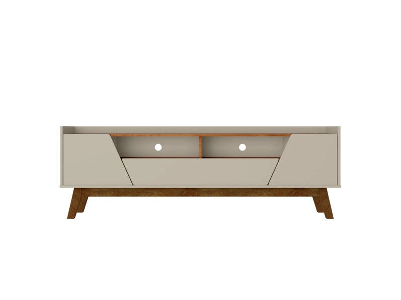 Malmo Modern TV Stand for 70 Inch TVs, 2 Drawer Entertainment Center, Beige/Brown