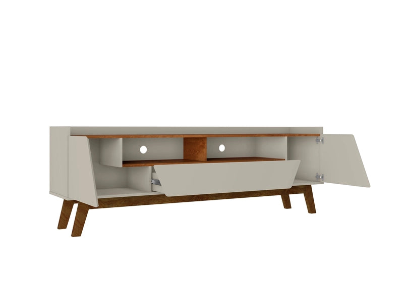 Malmo Modern TV Stand for 70 Inch TVs, 2 Drawer Entertainment Center, Beige/Brown