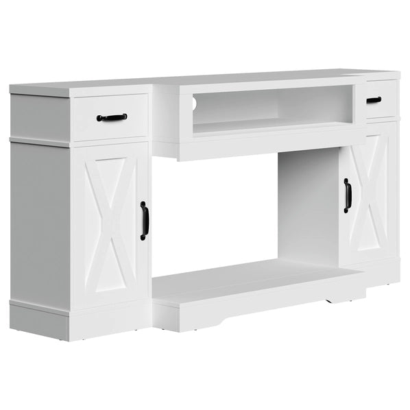 Rustic Farmhouse TV Console for 75 Inch TVs, Wood Media Stand with Storage Cabinets