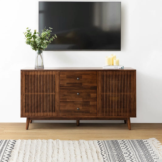 Julius 58” 3-Drawer Sideboard TV Stand – Modern Storage Media Console for Living Room