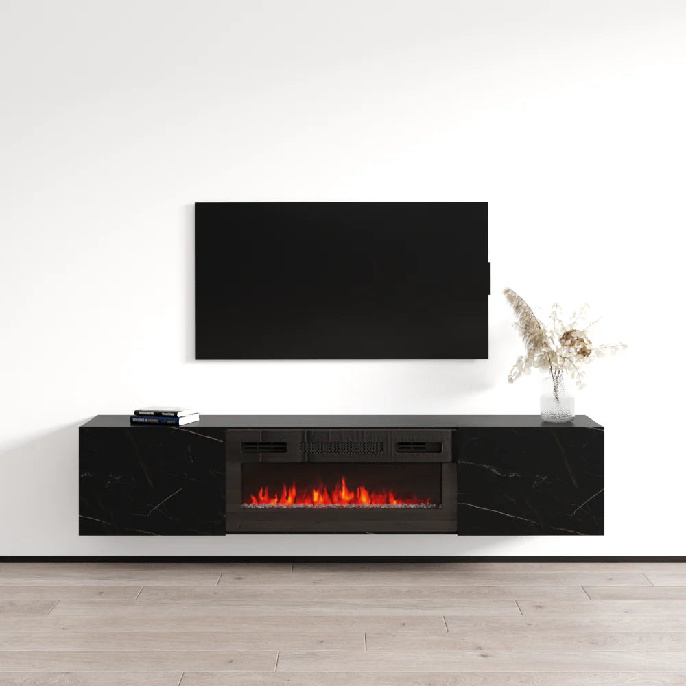 Baja BL-EF Wall-Mounted Floating Fireplace TV Stand Entertainment Center with Electric Fireplace