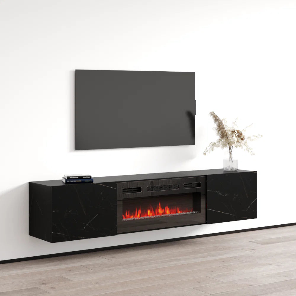 Baja BL-EF Wall-Mounted Floating Fireplace TV Stand Entertainment Center with Electric Fireplace
