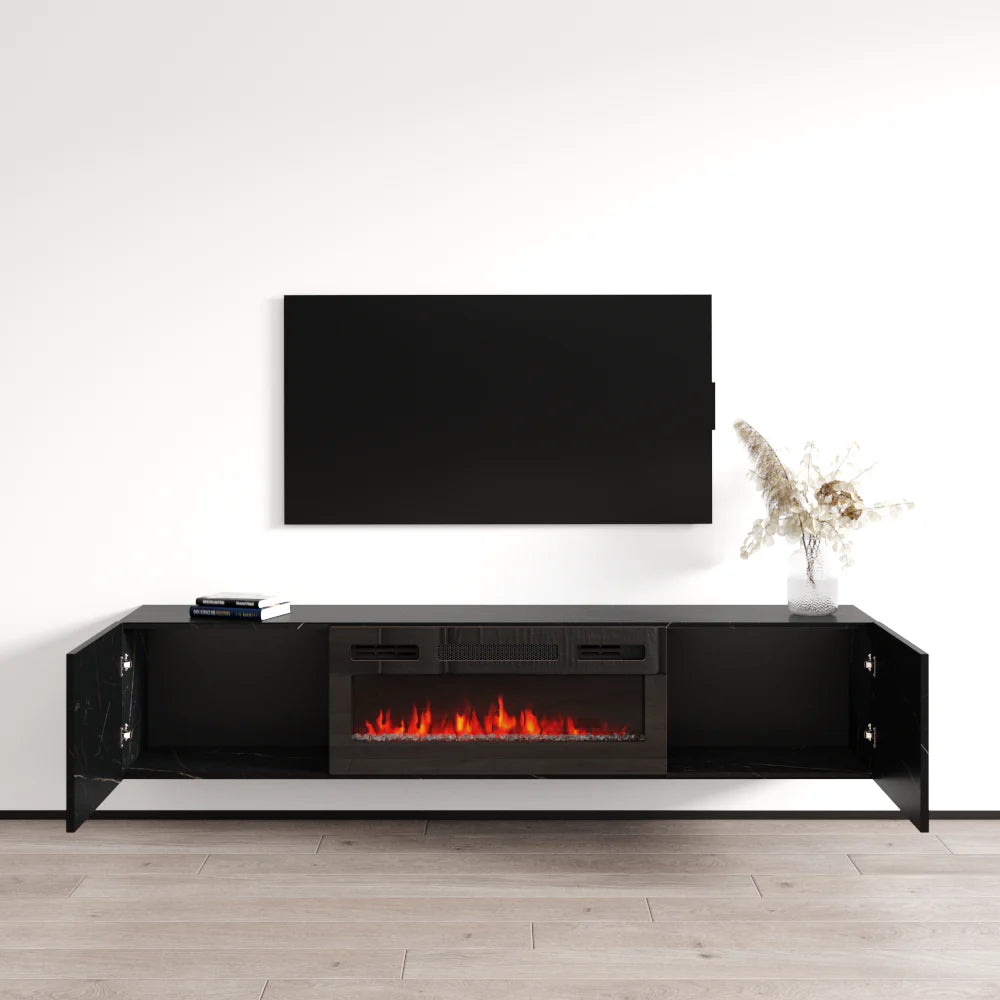 Baja BL-EF Wall-Mounted Floating Fireplace TV Stand Entertainment Center with Electric Fireplace