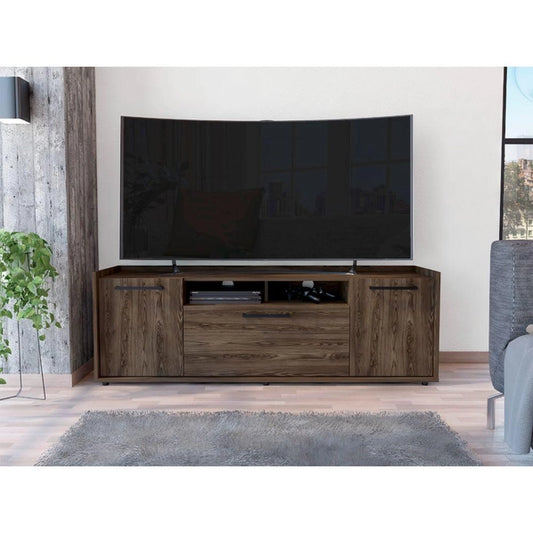 Hollywood TV Stand Media Console with Storage, Dark Walnut Finish