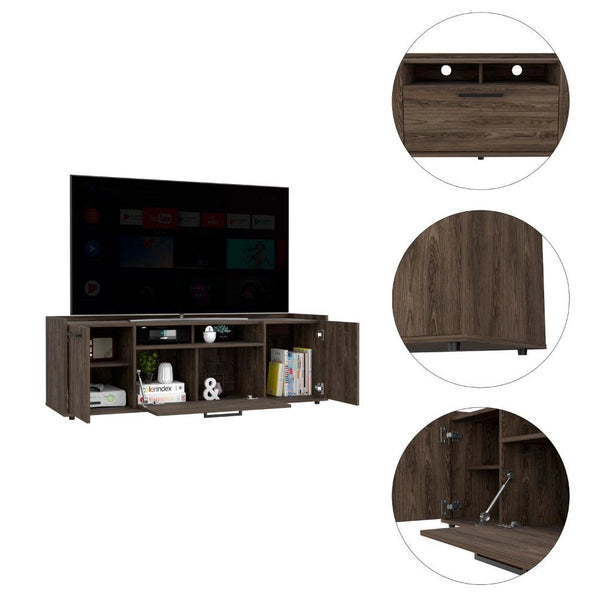 Hollywood TV Stand Media Console with Storage, Dark Walnut Finish