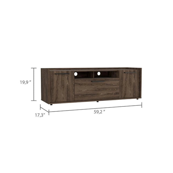 Hollywood TV Stand Media Console with Storage, Dark Walnut Finish