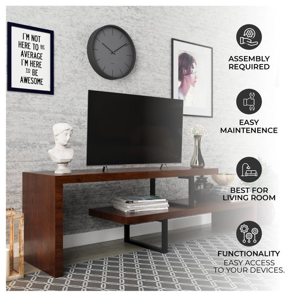 LeisureMod Orford Modern TV Stand Media Console with Open Shelves