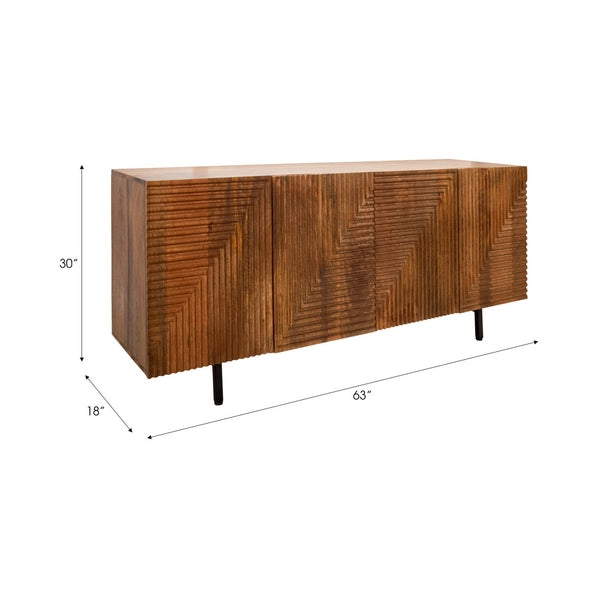 63" Geometric Mango Wood Storage Cabinet, Brown