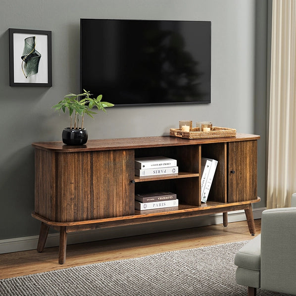 Modern TV Stand with Sliding Door and Hidden Storage