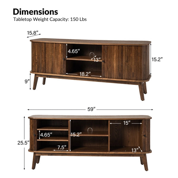 Modern TV Stand with Sliding Door and Hidden Storage