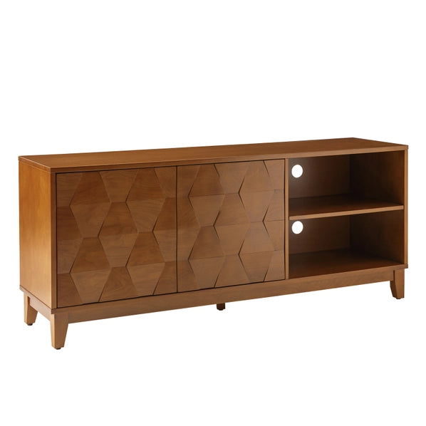 60" Modern TV Stand with Geometric Doors and Adjustable Storage