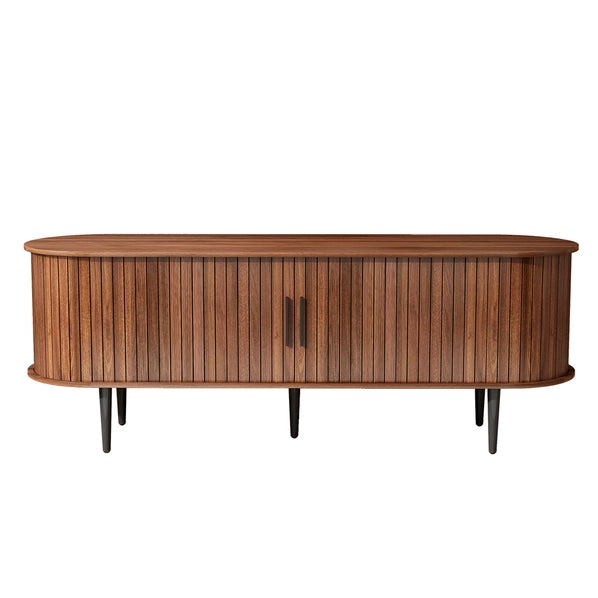 Modern TV Stand for 55 Inch TVs with Sliding Door, Living Room Entertainment Center