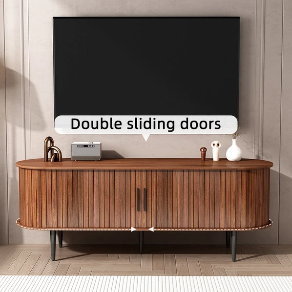 Modern TV Stand for 55 Inch TVs with Sliding Door, Living Room Entertainment Center