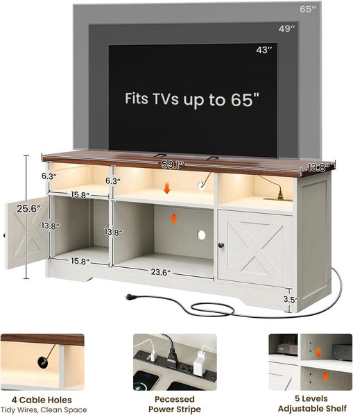 White 65" LED TV Stand