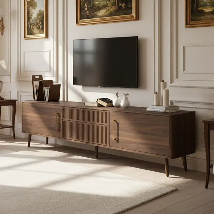 70.8" Walnut Media Console TV Stand for Living Room
