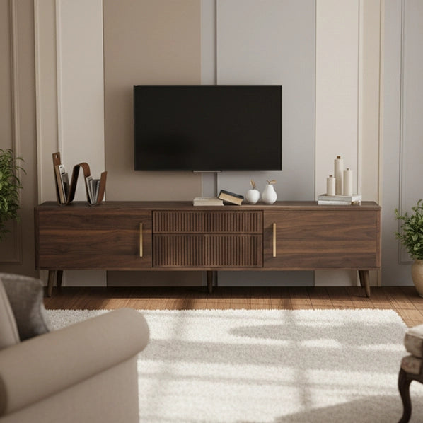 70.8" Walnut Media Console TV Stand for Living Room