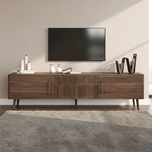 70.8" Walnut Media Console TV Stand for Living Room