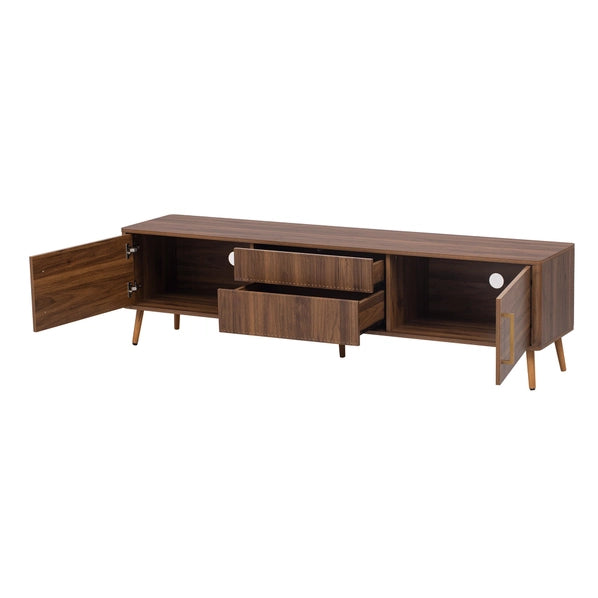 70.8" Walnut Media Console TV Stand for Living Room