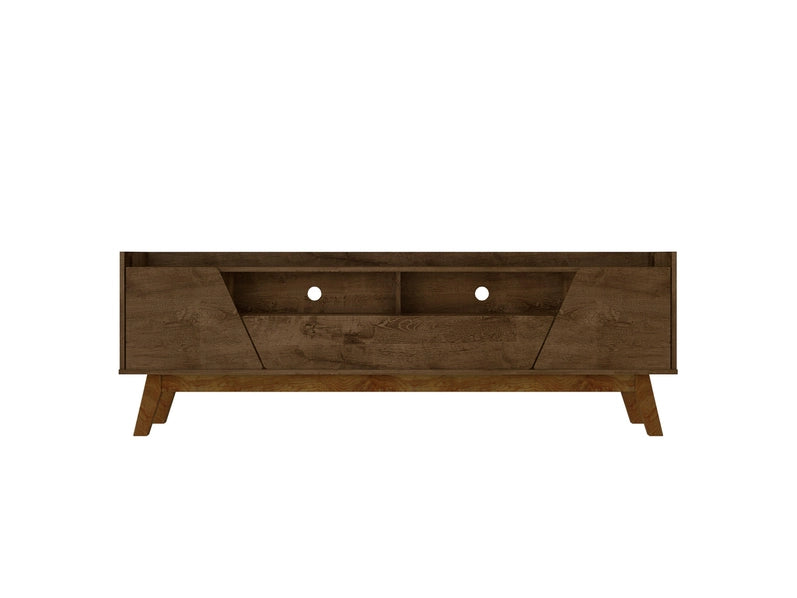 Malmo Modern TV Stand for 70 Inch TVs, 2 Drawer Entertainment Center, Rustic Brown