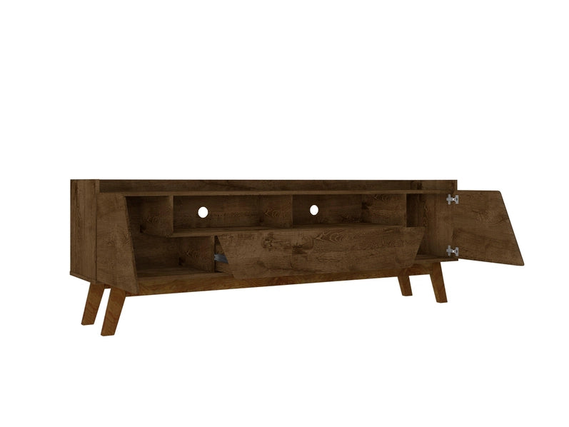 Malmo Modern TV Stand for 70 Inch TVs, 2 Drawer Entertainment Center, Rustic Brown